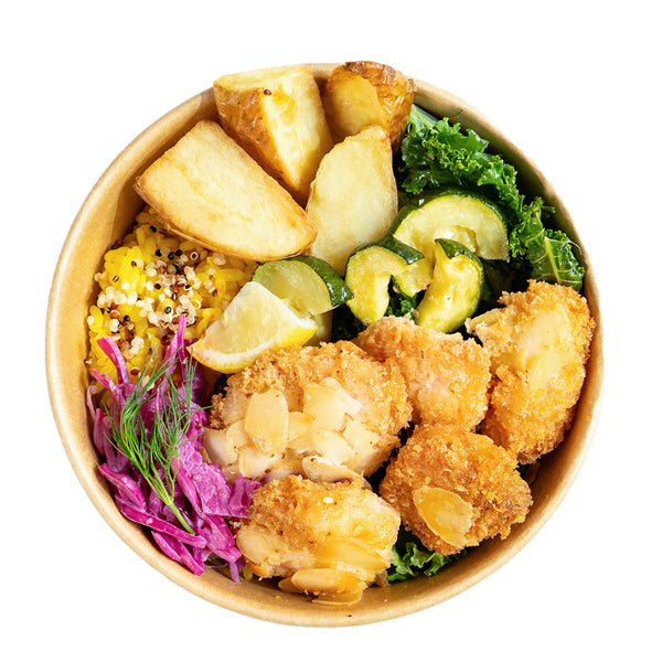 サーモンフリットとズッキーニの夏野菜ライスボウル