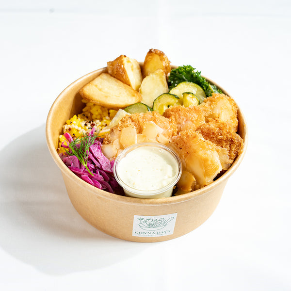 サーモンフリットとズッキーニの夏野菜ライスボウル