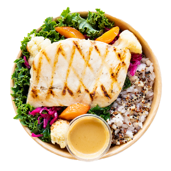 雑穀米とメカジキ＆グリル野菜のライスボウル