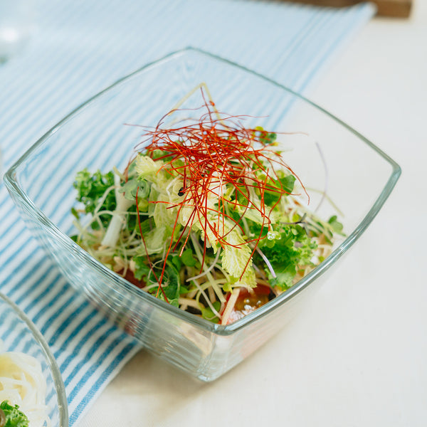 夏野菜と豆腐麺の山椒香る煮浸し
