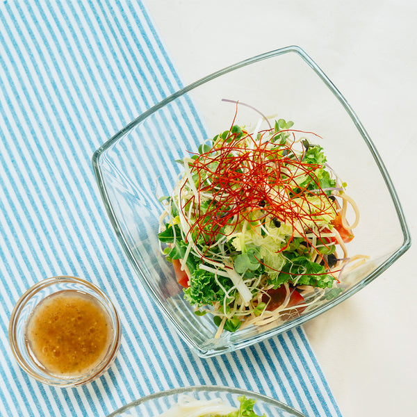 夏野菜と豆腐麺の山椒香る煮浸し