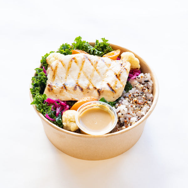 雑穀米とメカジキ＆グリル野菜のライスボウル